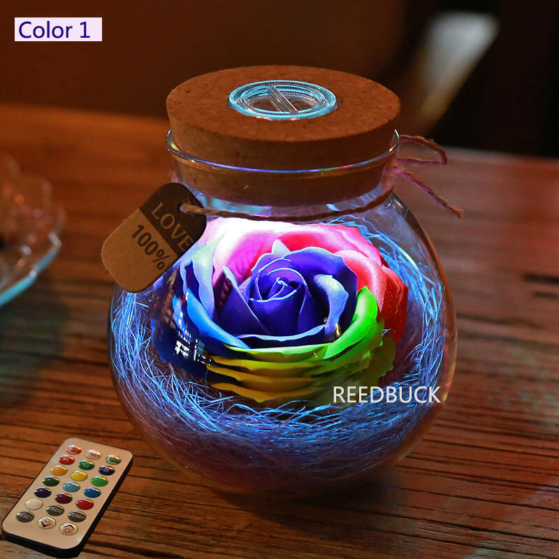 Светодиодная романтическая ночная лампа с розами, RGB диммер, 16 цветов, с дистанционным управлением, подарок на праздник для Lover, для девочек, ...