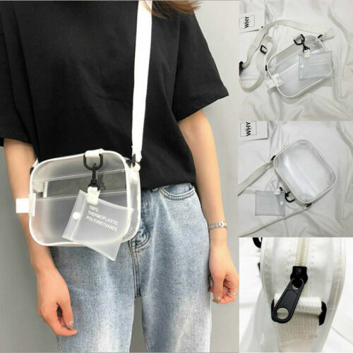 Bolso de mano de PVC transparente con cadena para mujer, bandolera cruzada, de verano, a la moda, para estudiantes y niñas
