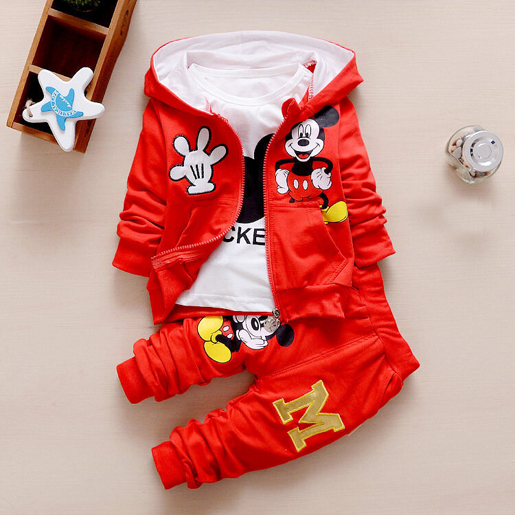 Baby Boy Clothes Spring Autumn Cartoon Long Sleeved Hooded Hoodies + T-shirts Tops + Pants 3PCS Outfits Kids Bebes Jogging Suits