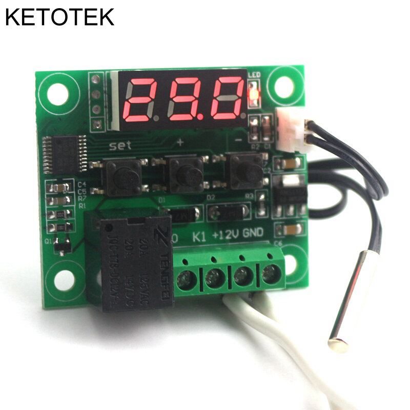 Thermostat numérique 12V DC, commutateur de température de refroidissement thermique, panneau de commutation de contrôle de température Miniature