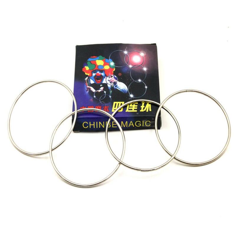 RCtown-anillos de enlace chinos, 4 Uds., anillos de Metal mágicos de juguete, cuatro anillos de serie, Street espectáculo De Magia Classic