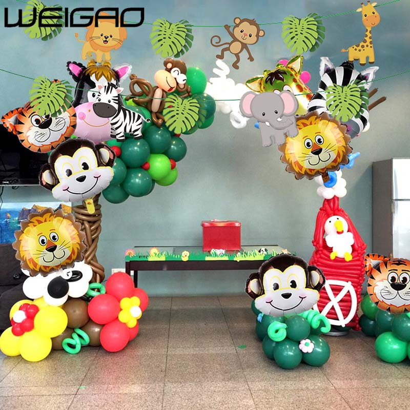 WEIGAO – guirlande de bannière pour fête d'anniversaire, ballons numériques avec nombres d'animaux, décoration pour premier anniversaire de bébé garçon, pour enfants
