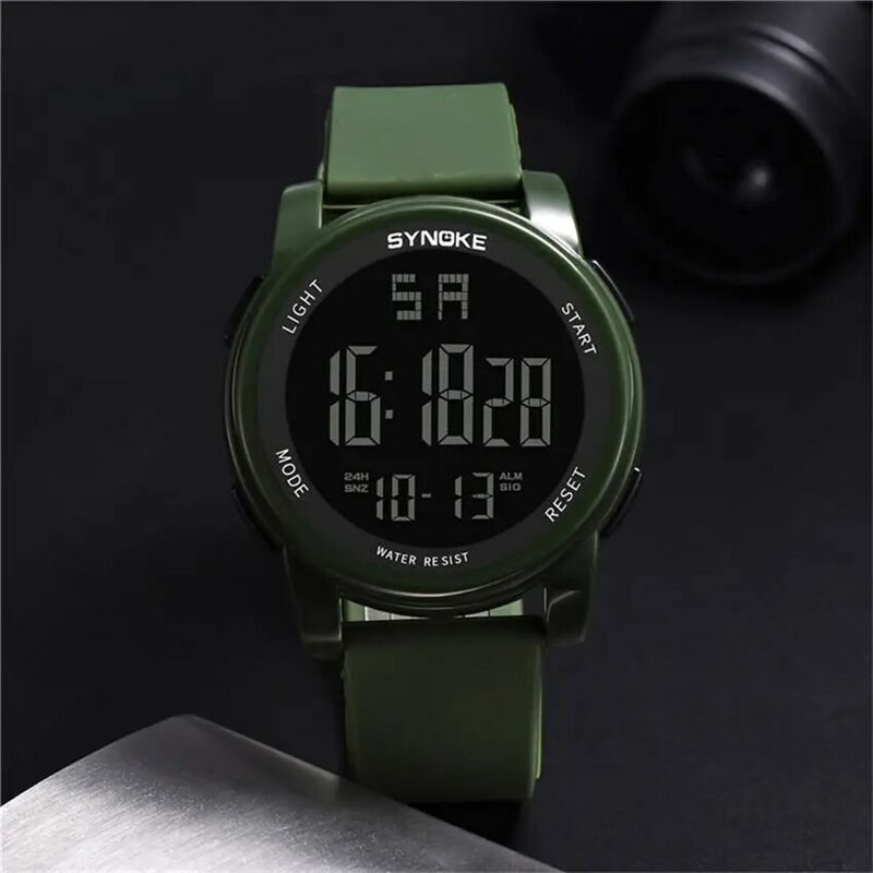 SYNOKE-reloj Digital deportivo para hombre, pulsera con hebilla de silicona, resistente al agua, 2019