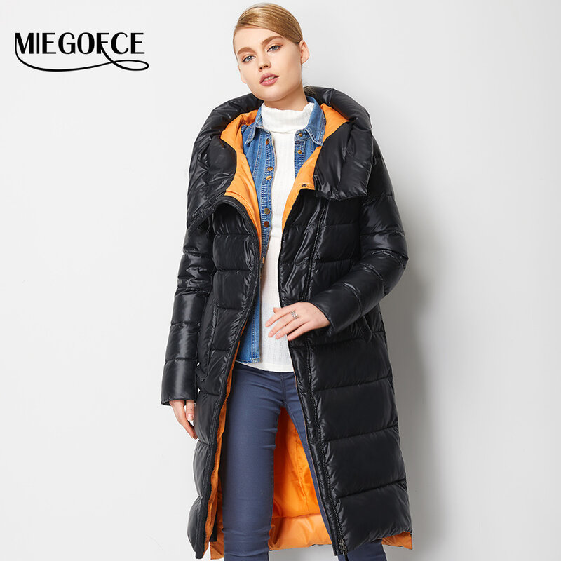 MIEGOFCE 2021 modny płaszcz kurtka damska ciepłe parki z kapturem Bio Fluff płaszcz z kapturem wzrost jakości kobieta nowa kolekcja zimowa