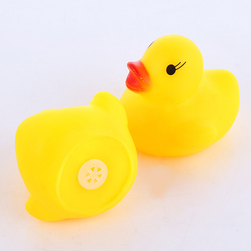 10 buah mainan air pancuran bayi Duckie karet bebek mandi bayi kolam renang mengambang mainan bebek karet berderit untuk hadiah anak-anak