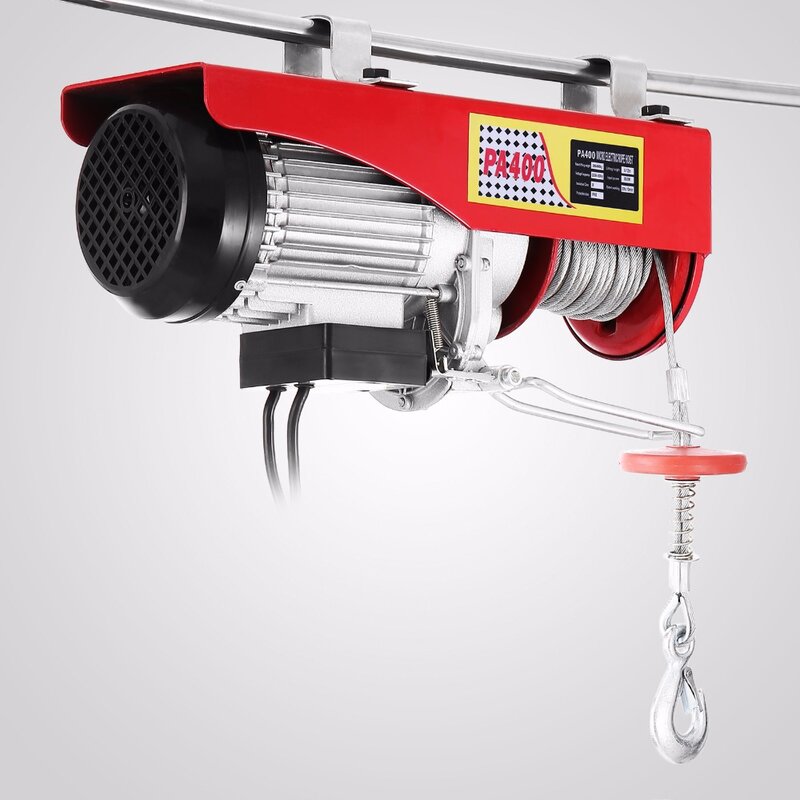 New 880lbs Mini Electric Hoist Crane Overhead Garage Winch Remote Control Auto Lift