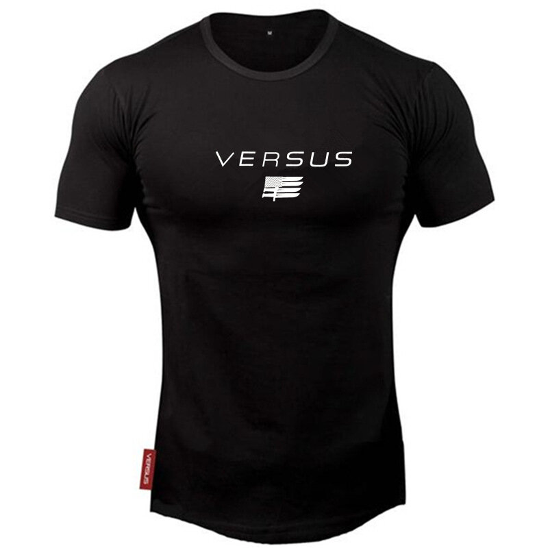 Camiseta de gimnasio para hombre, ajustadas para culturismo y Fitness camisas de algodón, camisetas informales de manga corta ejercicio, novedad de 2021