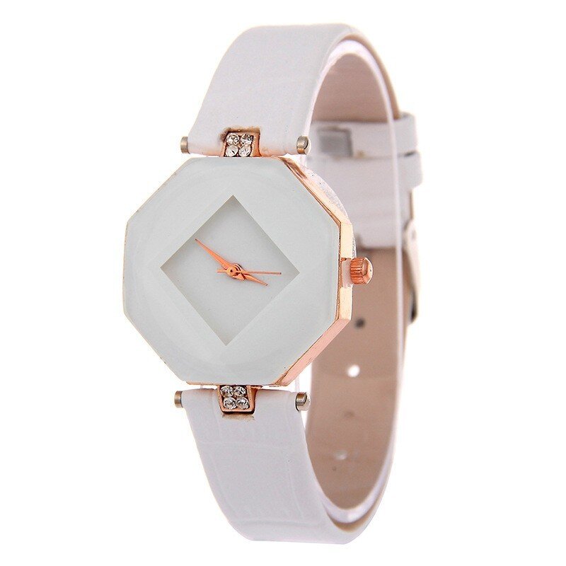 럭셔리 브랜드 가죽 쿼츠 시계, 여성 여성 캐주얼 패션 팔찌 라인석 손목 시계