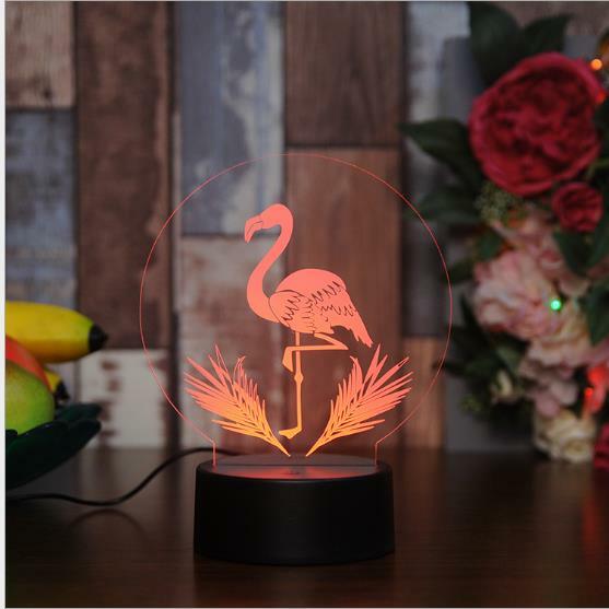 Flamencos acrílicos, luz Led nocturna, Lámpara LED de escritorio 3D para bebé, decoración del hogar para dormir