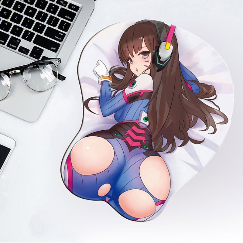 Bonito dos desenhos animados sexy menina quadris silicone macio 3d mouse pad anime ergonômico mouse pad gaming mousepad com descanso de pulso