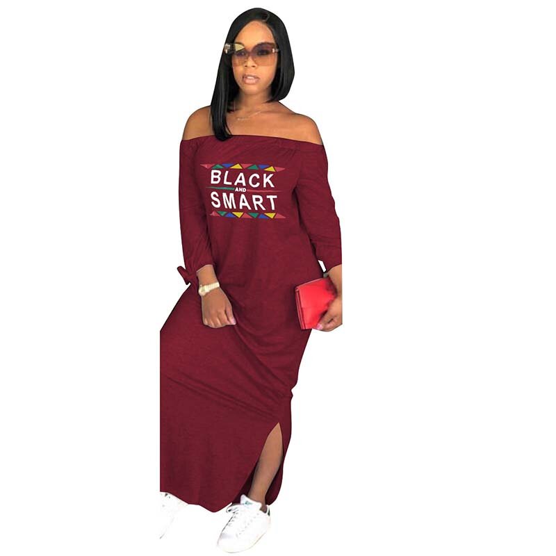 Sexy Liebsten Frauen Afrikanische Kleider Herbst Casual Off Schulter Split Lose Wrap Lange Kleid Abend Afrikanische Kleidung für Mädchen