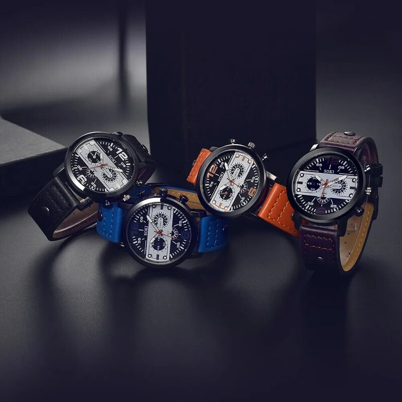 Мужские и женские наручные часы с кожаным ремешком в стиле ретро, аналоговые кварцевые наручные часы с круглым браслетом, 2019