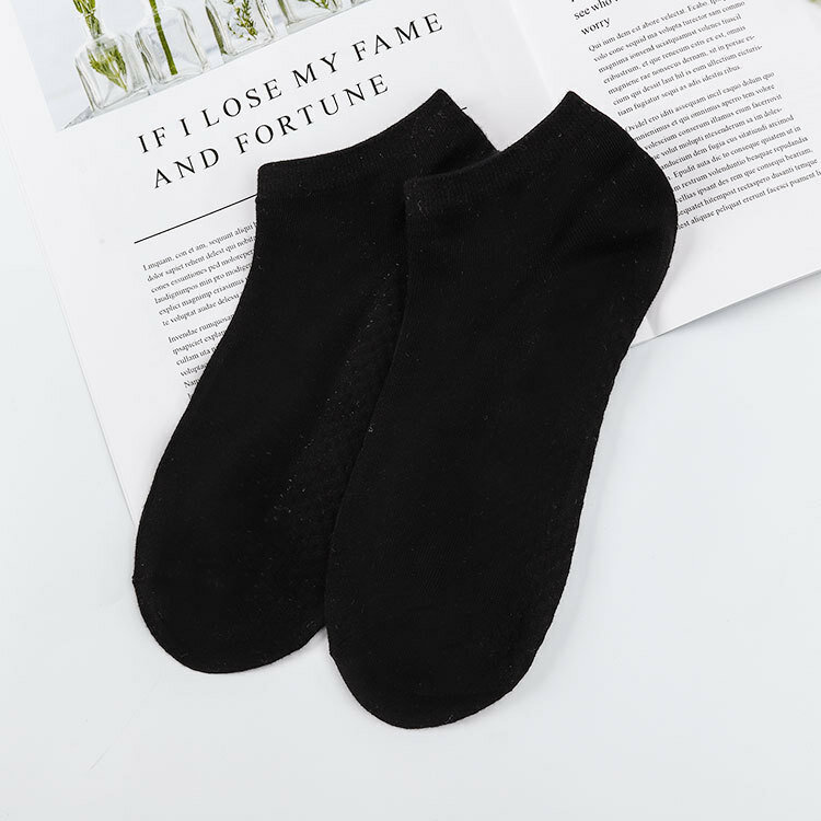 5 par/lote nuevos calcetines tobilleros de algodón para hombre Primavera Verano para negocios informales colores sólidos calcetines cortos de Hombre Calcetines zapatillas
