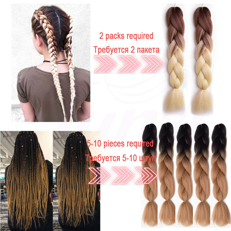 JUNSI-extensiones de pelo largo para mujer, cabello sintético degradado de 23 pulgadas, trenzado Jumbo de ganchillo dorado, rosa y gris, trenzas Pruiken