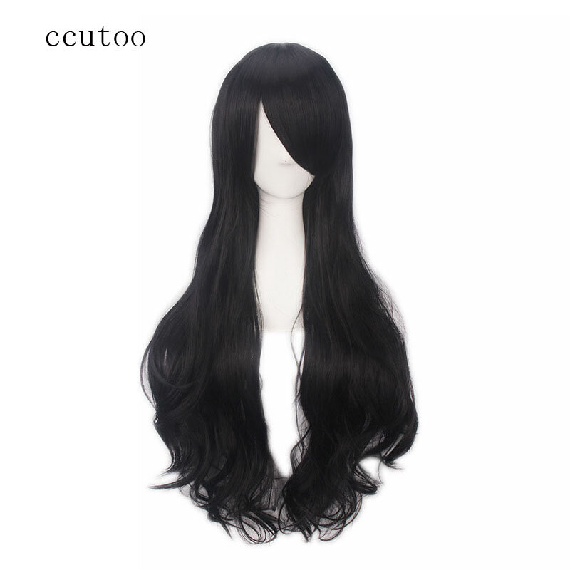 Ccutoo 80cm/32 polegadas 30 cores encaracolado longo franja completa cabelo sintético resistência ao calor fibra cosplay traje perucas para festa de halloween