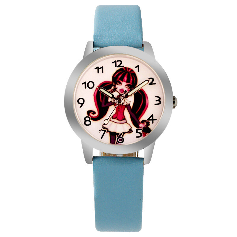 ホット販売子供かわいい王女ダイヤルクォーツ時計白雪姫少女漫画誕生日パーティーギフト子供のための腕時計発光手