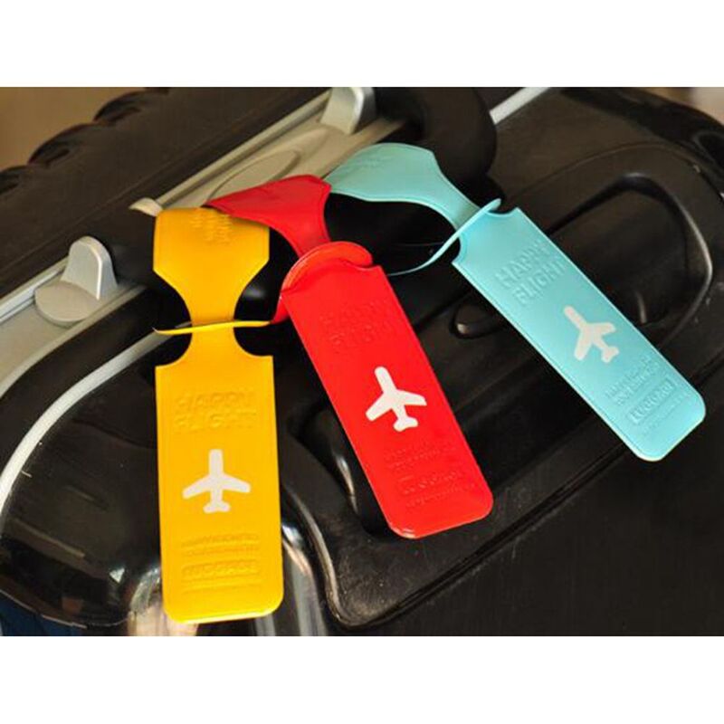 Etiqueta de bagagem em forma de retângulo, etiqueta criativa para mala de viagem, acessórios de viagem