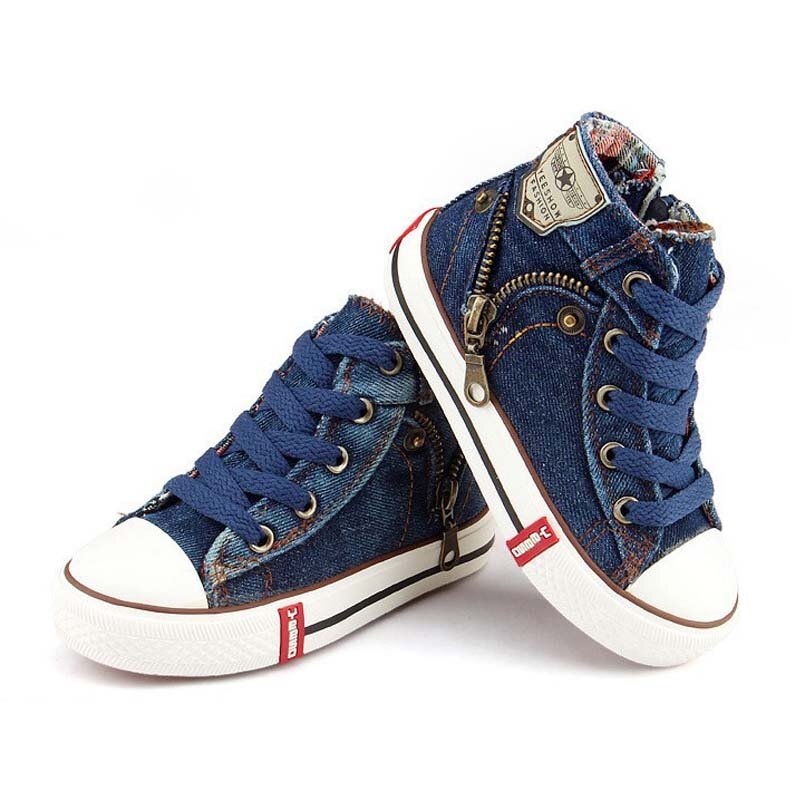 2022 scarpe per bambini in tela Sport Sneakers per ragazzi traspiranti scarpe per bambini di marca per ragazze Jeans Denim stivali piatti per bambini Casual 25-37