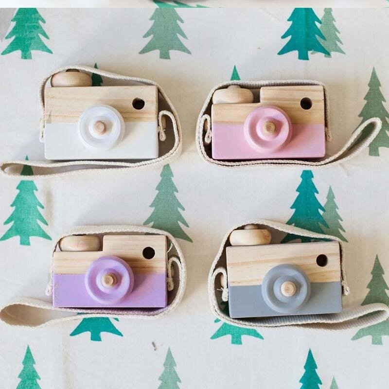 Wooden Toy Camera Kids Creative Neck Photography Prop Decor Children Festival Gift Baby Educational Toys Gifts Hot Sale 6 Colors