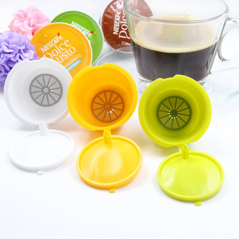 Recaps 3pcs Reusable Refillable Capsules Pods for Nescafe Dolce Gusto Machines Maker Coffee Capsule Pod Cup Cafeteira