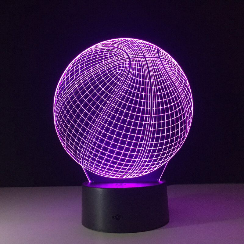 Lampada da tavolo a 7 colori modello basket a luce notturna a LED 3D per la decorazione domestica regalo di compleanno per bambini