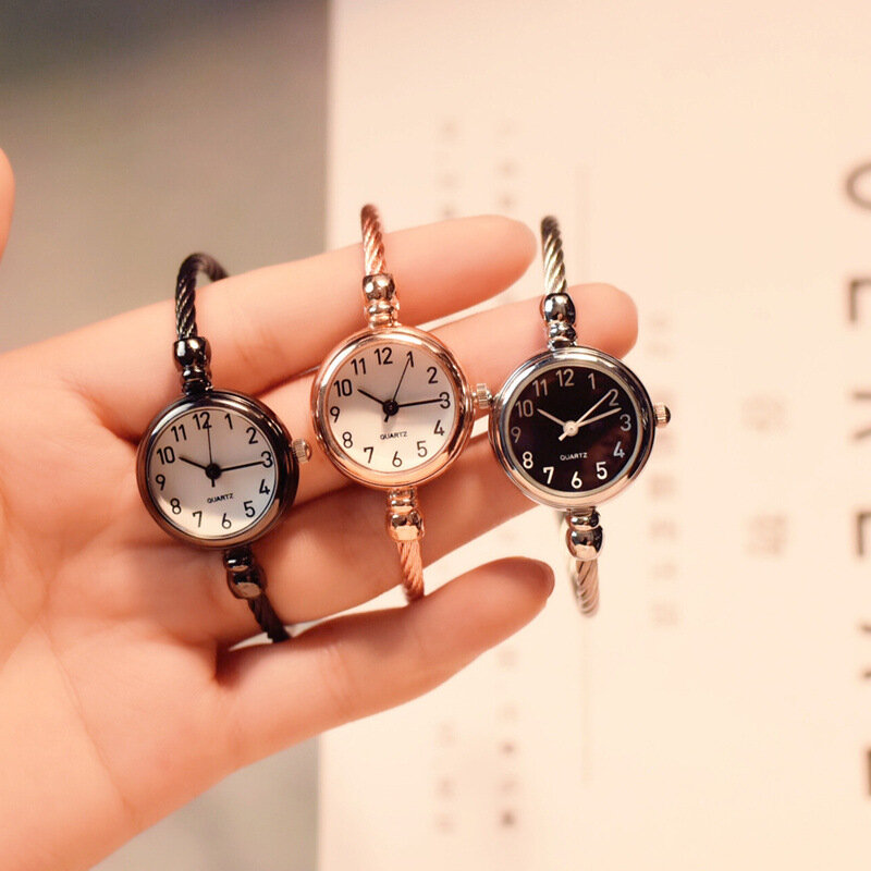 Relógio feminino pulseira vintage, relógio de pulso feminino com números simples