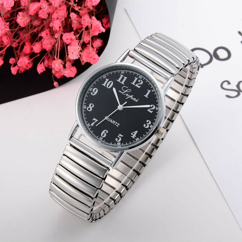 Lvpai-Reloj de imitación de cuarzo para mujer, pulsera de acero inoxidable con reloj, regalo, Correa telescópica elástica, # W
