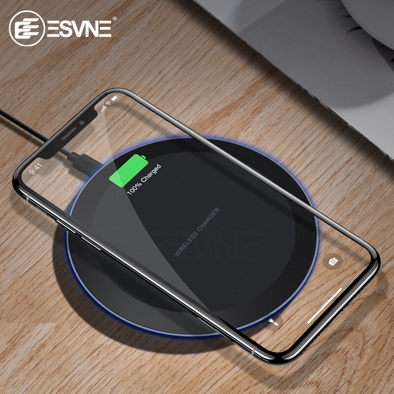 ESVNE 10 Вт Быстрое беспроводное зарядное устройство для iPhone X Xs MAX XR 8 plus Зарядка для samsung S8 S9 Plus Note 9 8 USB телефон Qi зарядное устройство Pad