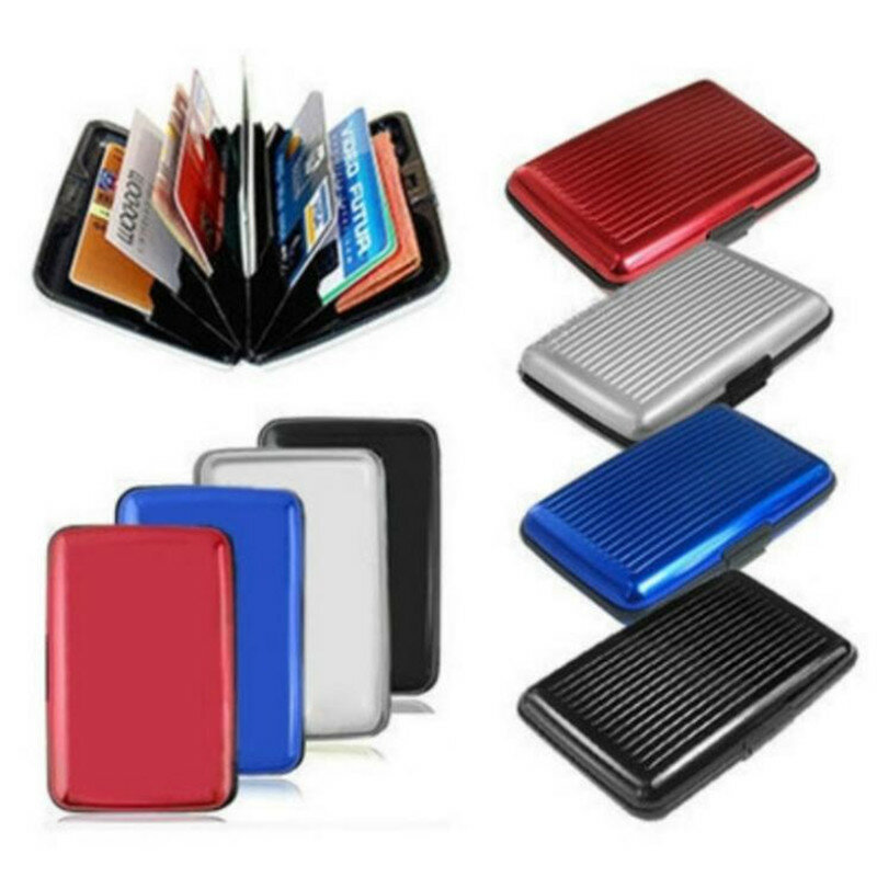 Fashion Unisex Business Metal Id Credit Card Holder Wallet Pocket Case Aluminum Alloy Small Portable Card Box