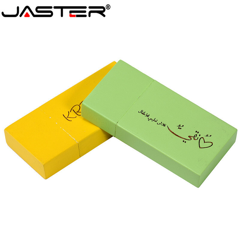 Jaster Usb 2.0 (Freelogo) kleur Hout Blok Usb Flash Drive Hout Pendrive 4Gb 8Gb 16Gb 32Gb 64Gb Memory Stick U Disk
