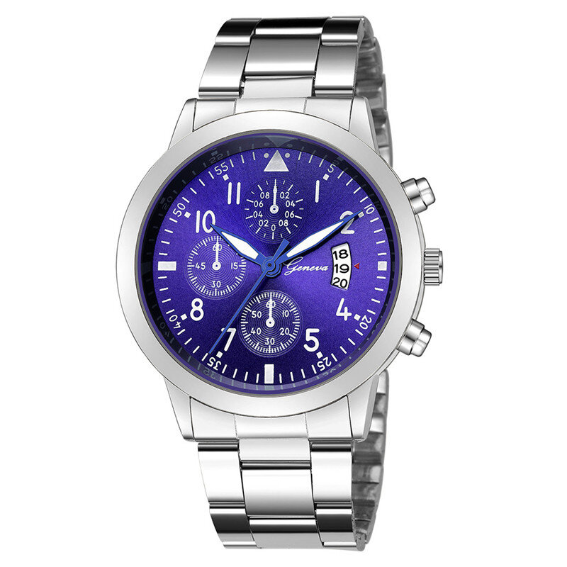 2019 ジュネーブファッションシンプルなメンズ腕時計ステンレス鋼ストラップビジネス高品質メンズ時計クォーツ腕時計リロイ hombre
