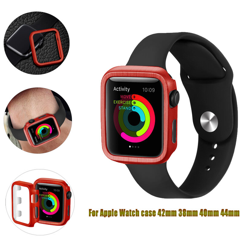 Escovado caso de metal para apple watch caso 42/38/44/40mm compatível para iwatch série 4 3 2 1 men & women relógios caso protetor
