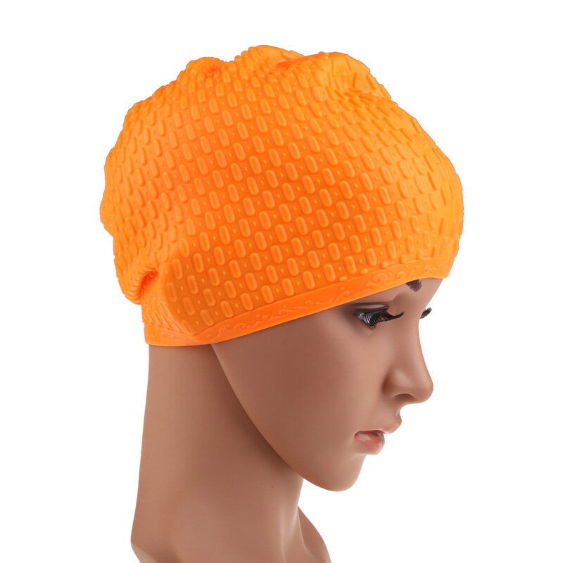 실리콘 방수 수영 모자 귀 보호 긴 머리 스포츠 수영 풀 모자 수영 모자 남성 여성 성인을 위한 무료 크기