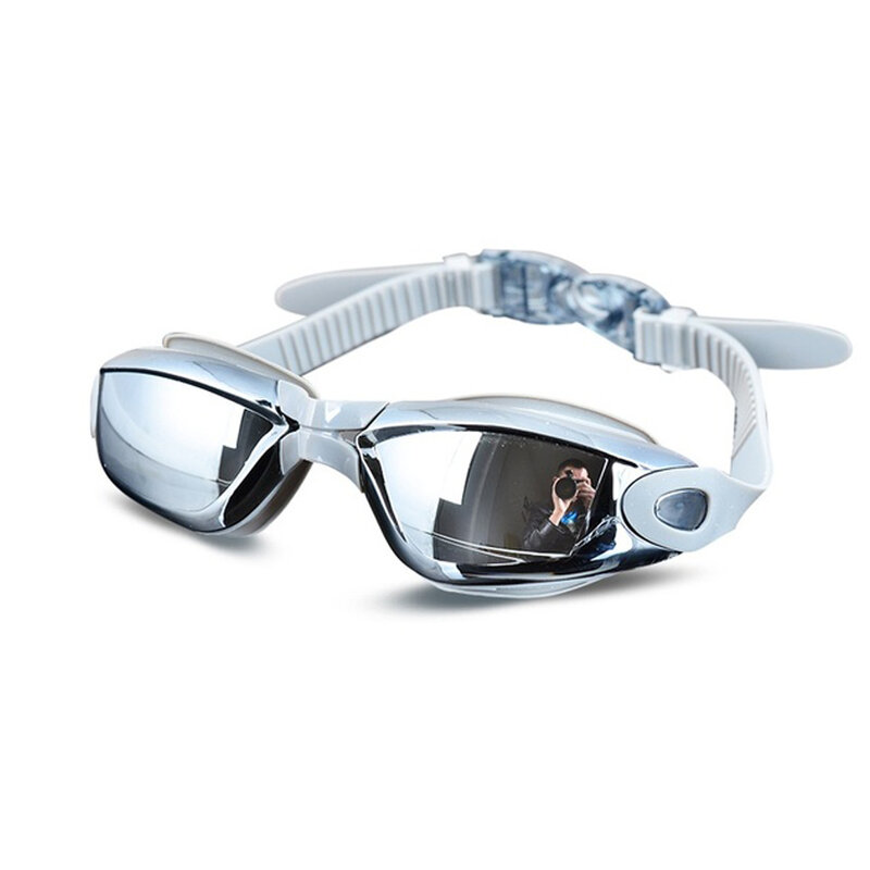 Gafas de baño galvanizadas Anti-UV antiniebla para hombre y mujer, accesorio ajustable para nadar y bucear, con tapón para las orejas