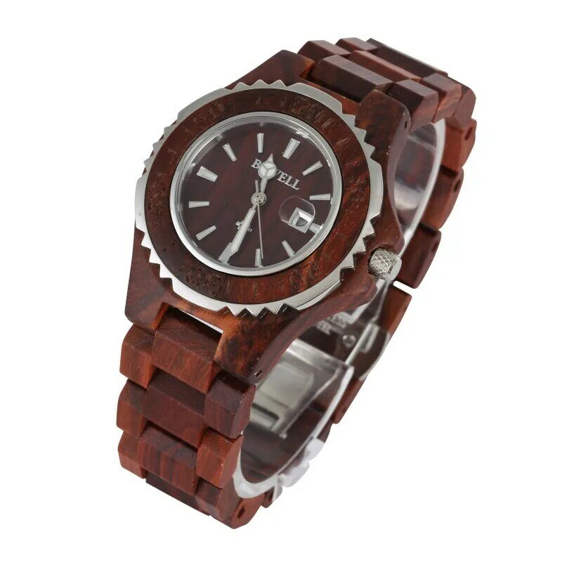 Luksusowy wodoodporny zegarek drewniany zegarek męski wyświetlacz data kwarcowy zegarek męski kobiet