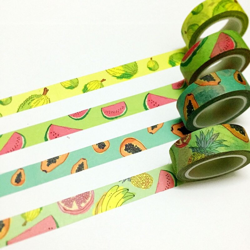 Cinta de Papel washi de alta calidad, cinta adhesiva japonesa washi para fiesta de frutas, 15mm x 10m