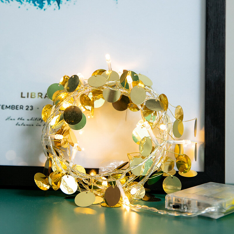 2 متر الذهب بطاقة مصباح ليد سلسلة الزفاف سلسلة الجنية أضواء عيد الميلاد LED فتاة سلسلة ضوء داخلي حفلة جارلاند الإضاءة لوبولي