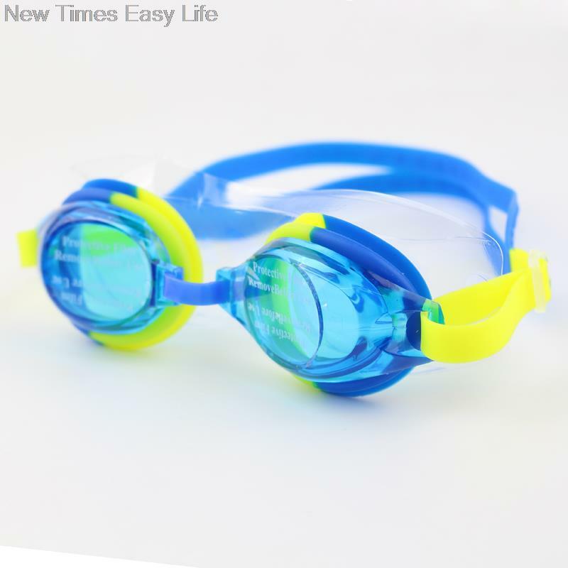 Óculos coloridos ajustáveis para crianças, à prova d'água, silicone, anti-embaçante, proteção uv, óculos para natação, com caixa