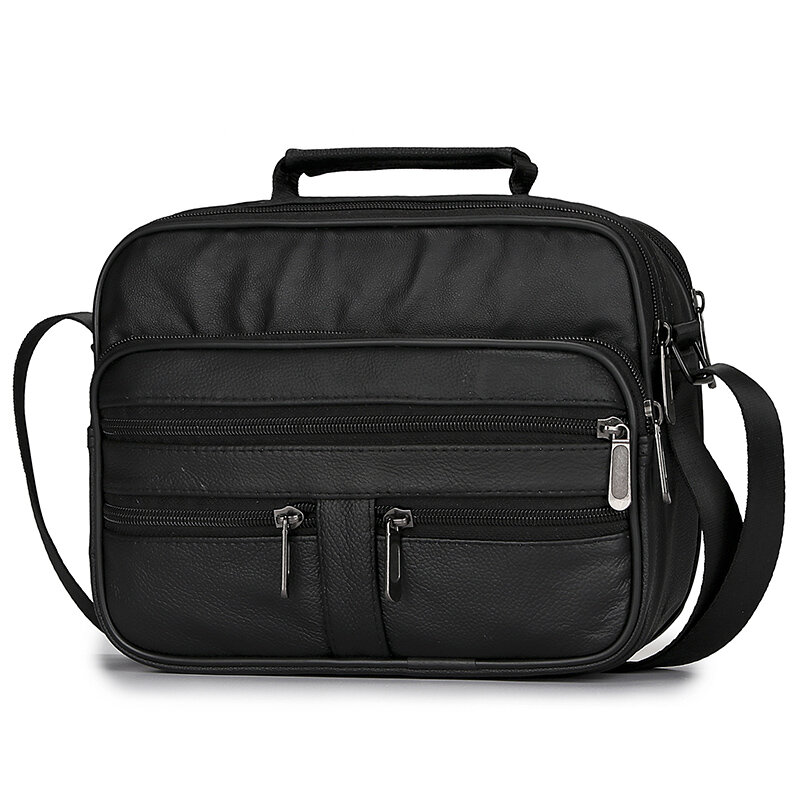 Men Genuine Leather Messenger Bag  Cowhide Shoulder Bag  For Men Crossbody Bags Black Retro Multifunction Handbags