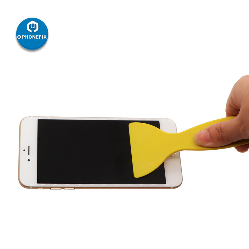 Placa raspadora de plástico amarilla o negra, herramienta de mano para instalar película protectora de pantalla de teléfono móvil iPhone y Huawei