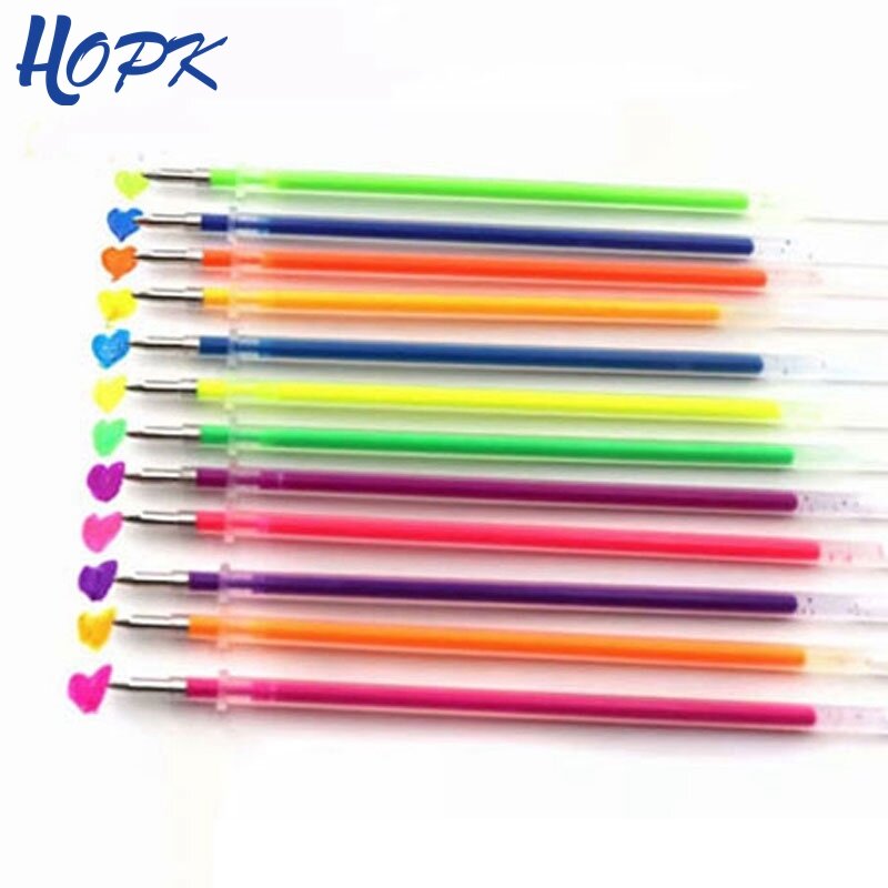 12pcs/set Colors Gel Pen Refill 0.7mm Multi Colored Painting Gel Ink Ballpoint Pens Refills Rod for School Stationery