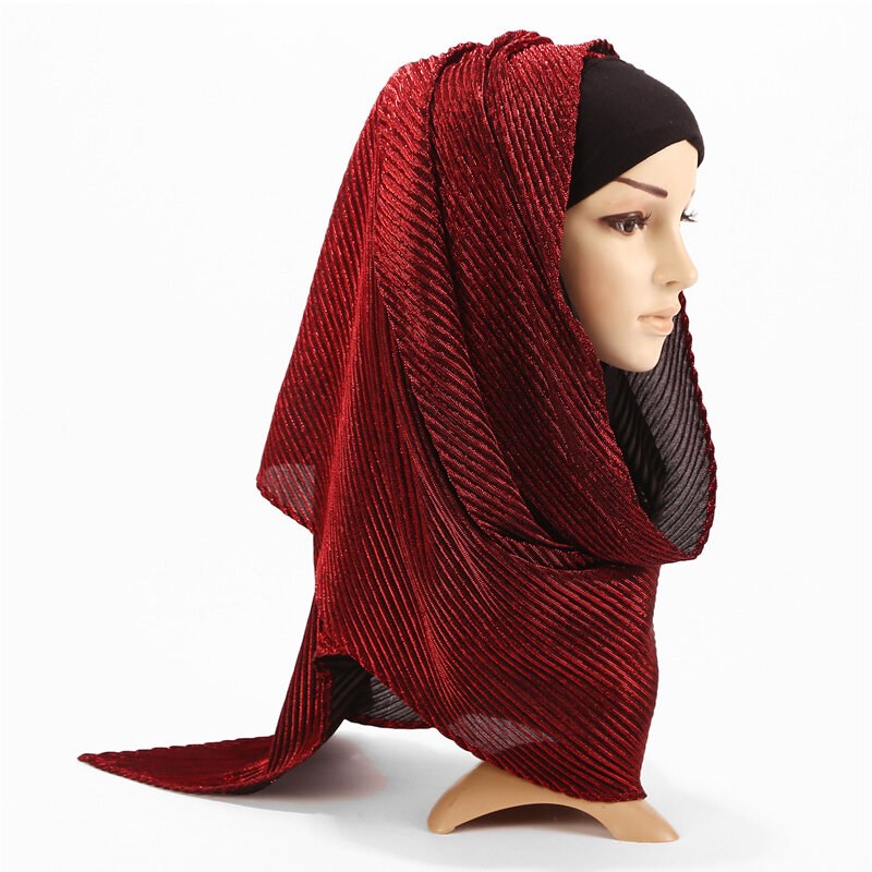 Na moda algodão linho feminino hijabs muçulmano feminino shimmer cachecóis moda diário sólido lenço simples senhoras simples cabeça envoltórios
