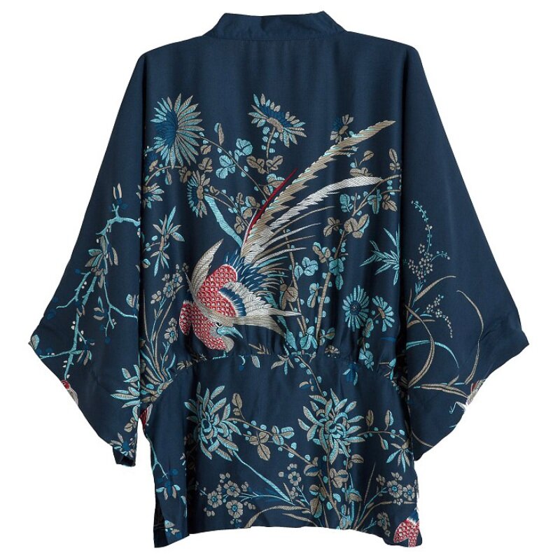 Cardigan Kimono japonais à manches longues pour femmes, imprimé de phénix, ample, décontracté, Protection solaire, manteaux cousus, automne