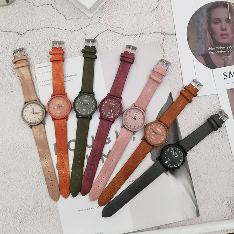 Корейские парные часы, новейшие женские наручные часы, креативные женские часы с кожаным ремешком, кварцевые часы, Прямая поставка # A