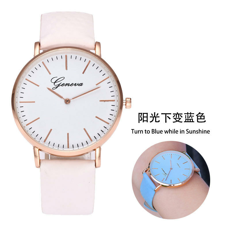 Nieuwe Mode Eenvoudige En Innovatieve Warme Kleur Verkleuring Dameshorloge Paar Quartz Student Horloge Riem Meisje Horloge Gift Klok