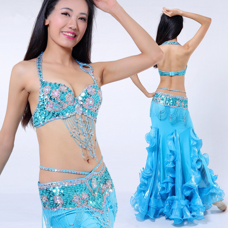 Fantasia de dança do ventre feminina, traje oriental para dança do ventre, 3 peças