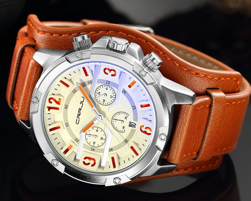 Crrju marca superior de luxo masculino esportes cronógrafo relógio militar à prova dmilitary água moda casual relógio quartzo relogio masculino
