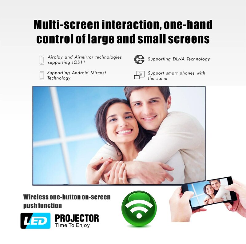 UNIC-Proyector LED T6 Full HD, 1080P, 3500 lúmenes, cine en casa, Android, WIFI, USB opcional, Cine en vídeo VGA
