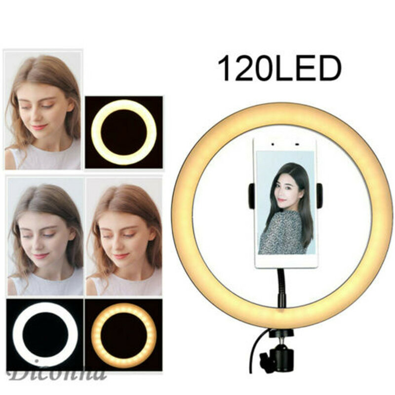 3 أوضاع الإضاءة 120 LED 10 بوصة مصباح مصمم على شكل حلقة التصوير استوديو صور فيديو عكس الضوء مصباح USB Selfie هاتف مزود بكاميرا
