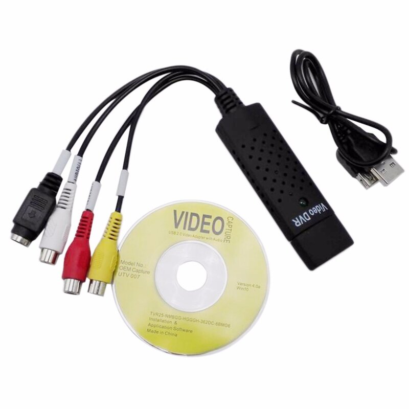 USB 2.0 비디오 캡처 카드 변환기 PC 어댑터 오디오 비디오 TV DVD VHS DVR 캡처 카드, USB 비디오 캡처 장치 지원 Win10